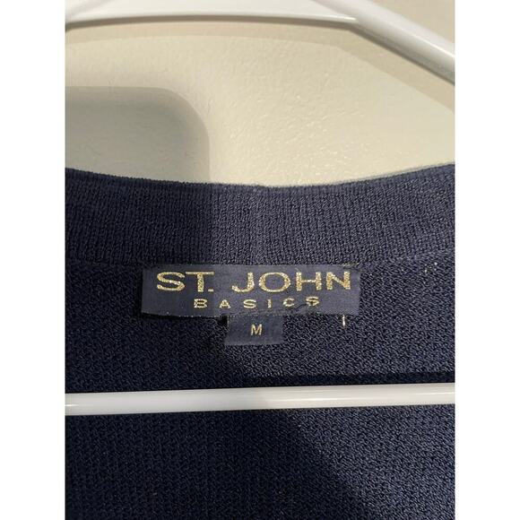 St. John Basics Navy Santana Knit Open Front Cardigan - Picture 8 of 9